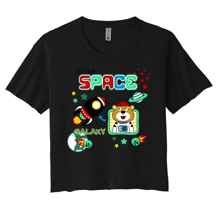 Outer Space Children's Illustration Women's Crop Top Tee