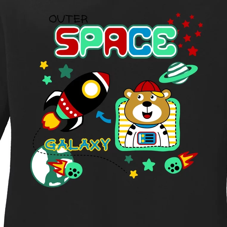 Outer Space Children's Illustration Ladies Long Sleeve Shirt