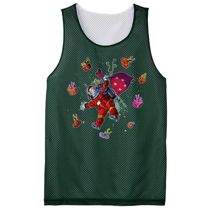 Outer Space Santa Christmas Astronaut Mesh Reversible Basketball Jersey Tank