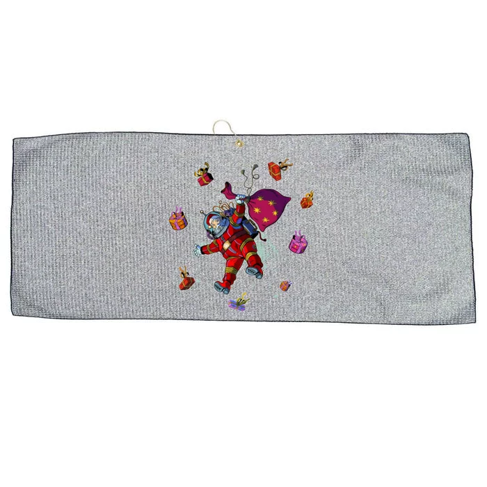 Outer Space Santa Christmas Astronaut Large Microfiber Waffle Golf Towel