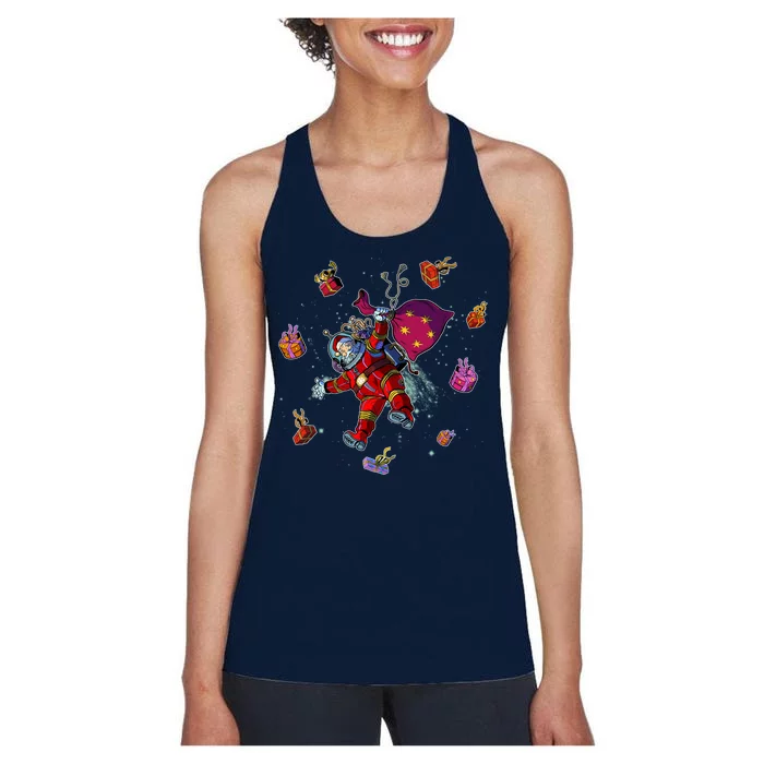 Outer Space Santa Christmas Astronaut Women's Racerback Tank