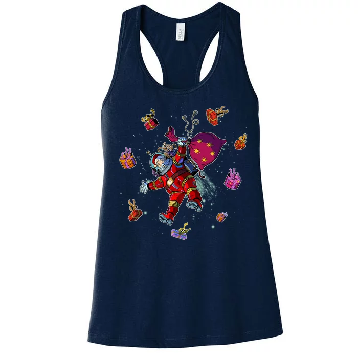 Outer Space Santa Christmas Astronaut Women's Racerback Tank