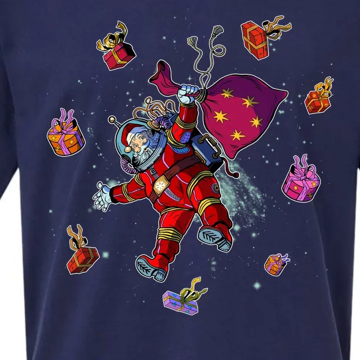 Outer Space Santa Christmas Astronaut Sueded Cloud Jersey T-Shirt