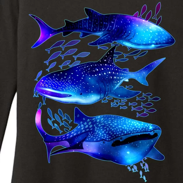 Outer Space Whale Sharks Womens CVC Long Sleeve Shirt