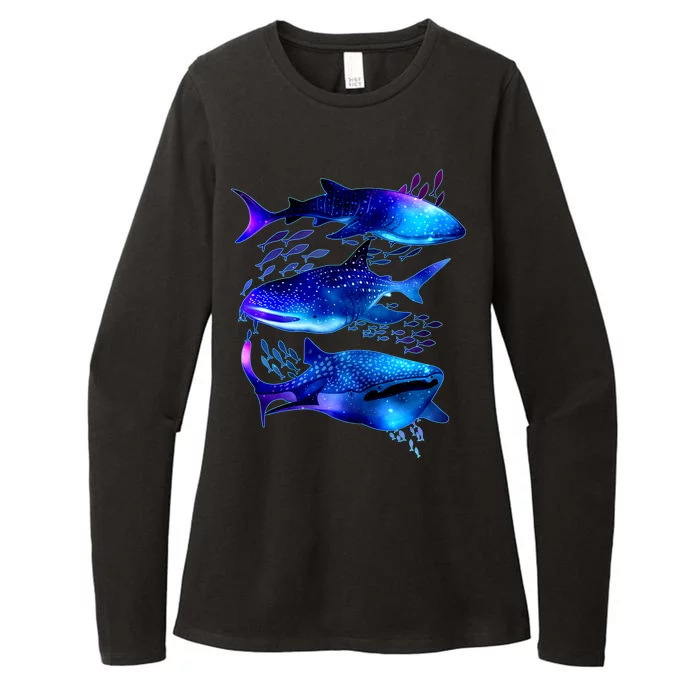 Outer Space Whale Sharks Womens CVC Long Sleeve Shirt