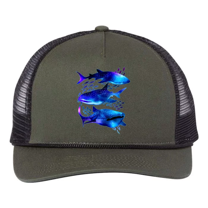 Outer Space Whale Sharks Retro Rope Trucker Hat Cap