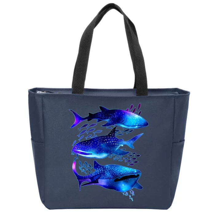 Outer Space Whale Sharks Zip Tote Bag