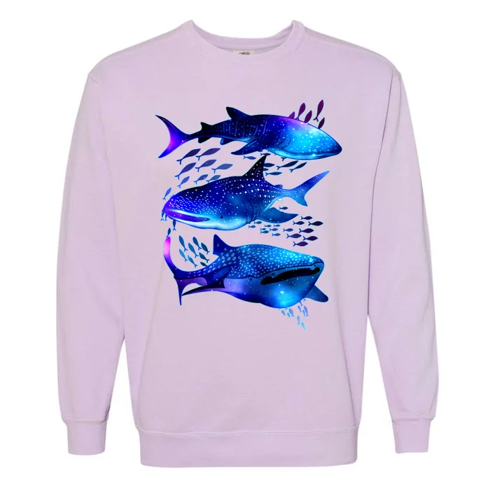 Outer Space Whale Sharks Garment-Dyed Sweatshirt