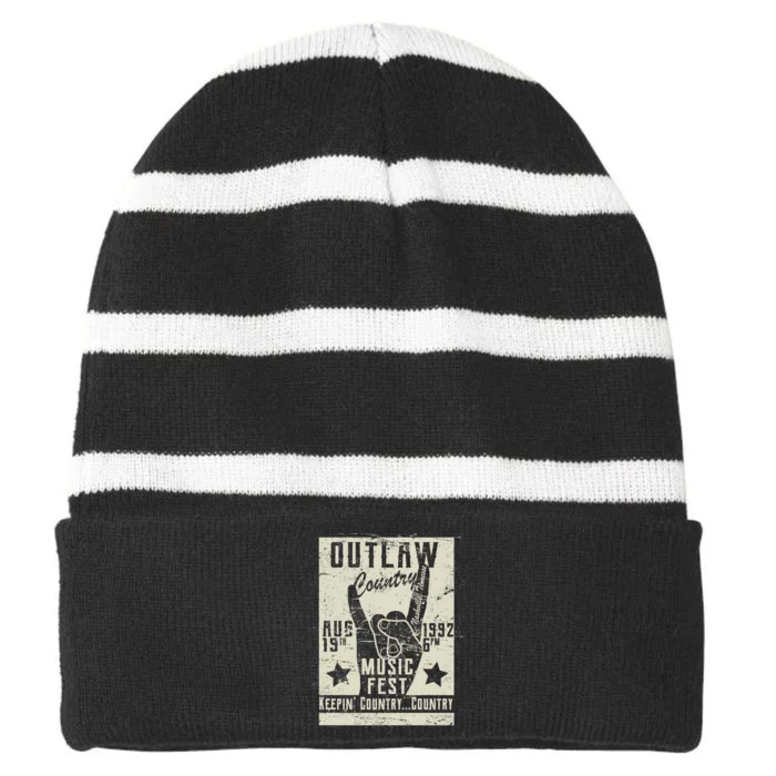 Outlaw Country Music Fest Nashville Striped Beanie with Solid Band