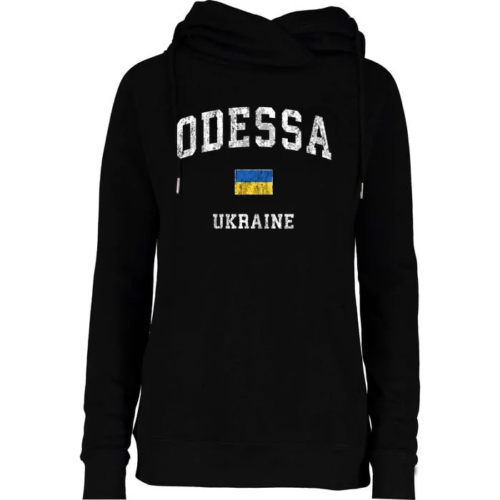 Odessa Ukraine Vintage Athletic Sports Design Womens Funnel Neck Pullover Hood