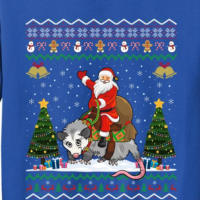 Opossum Ugly Xmas Gift Santa Riding Opossum Christmas Gift Tall Sweatshirt