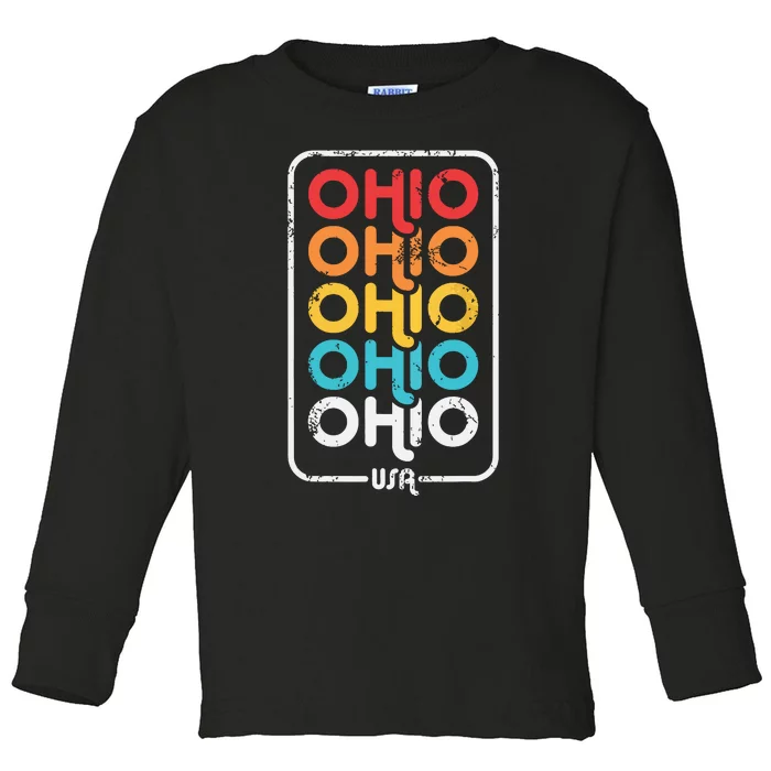 Ohio Vintage 1970s 1980s Retro Toddler Long Sleeve Shirt