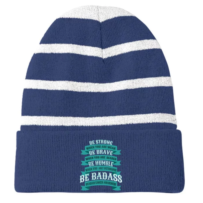 Ovarian Cancer Awareness Striped Beanie with Solid Band