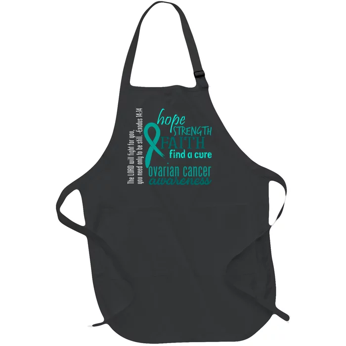 Ovarian Cancer Awareness Hope Faith Love Full-Length Apron With Pocket