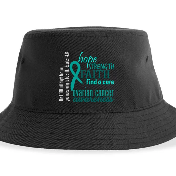 Ovarian Cancer Awareness Hope Faith Love Sustainable Bucket Hat