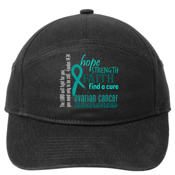 Ovarian Cancer Awareness Hope Faith Love 7-Panel Snapback Hat