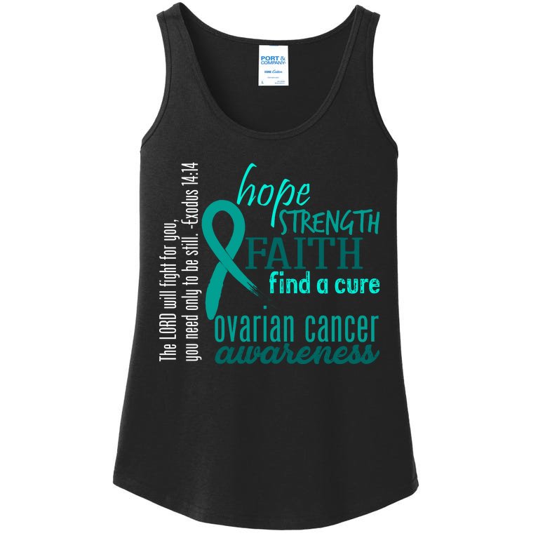 Ovarian Cancer Awareness Hope Faith Love Ladies Essential Tank