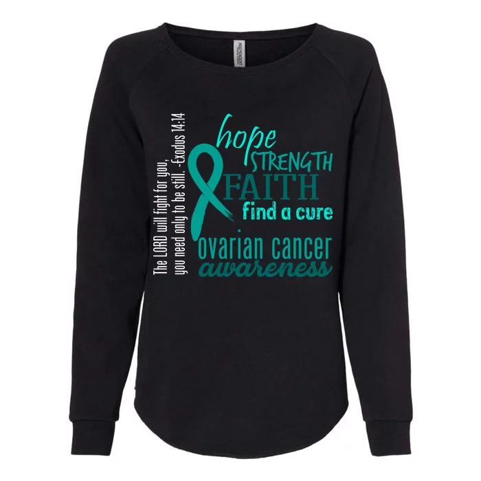 Ovarian Cancer Awareness Hope Faith Love Womens California Wash Sweatshirt