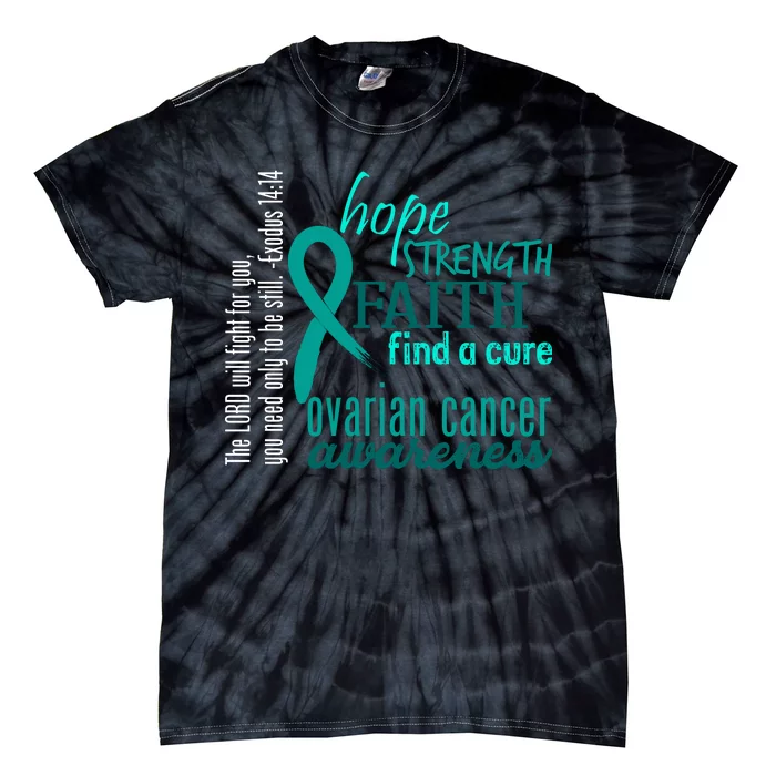 Ovarian Cancer Awareness Hope Faith Love Tie-Dye T-Shirt