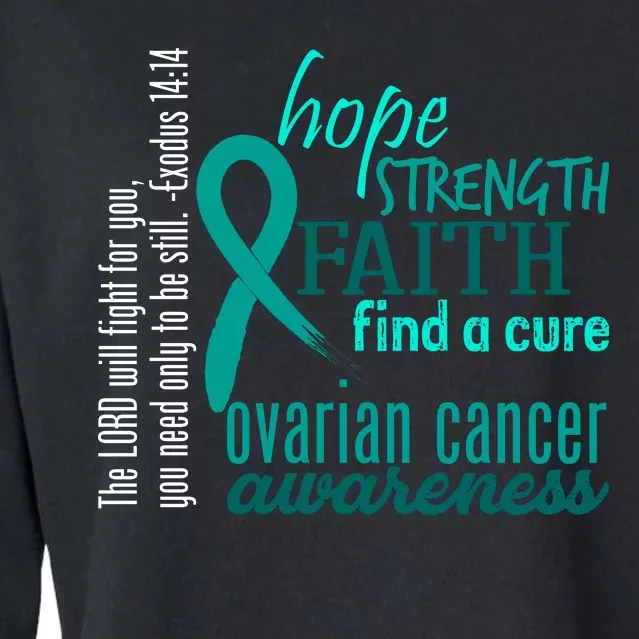 Ovarian Cancer Awareness Hope Faith Love Cropped Pullover Crew