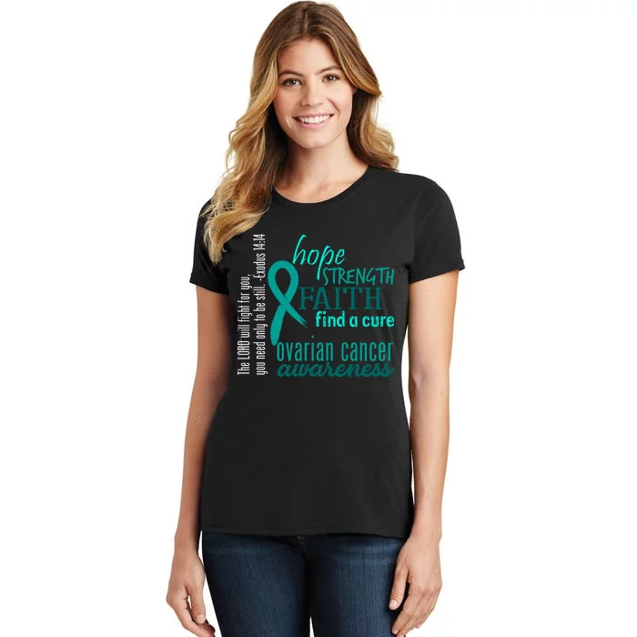 Ovarian Cancer Awareness Hope Faith Love Women's T-Shirt