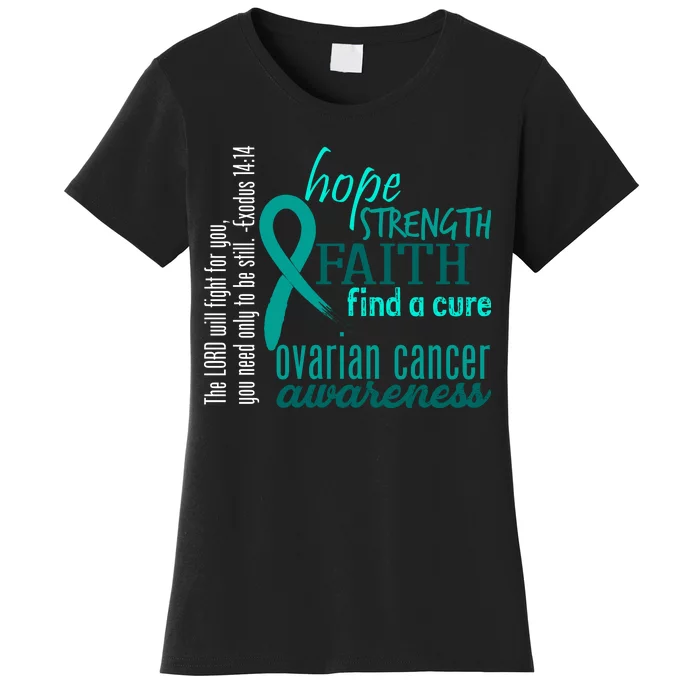 Ovarian Cancer Awareness Hope Faith Love Women's T-Shirt