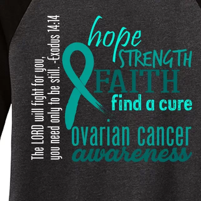 Ovarian Cancer Awareness Hope Faith Love Women's Tri-Blend 3/4-Sleeve Raglan Shirt