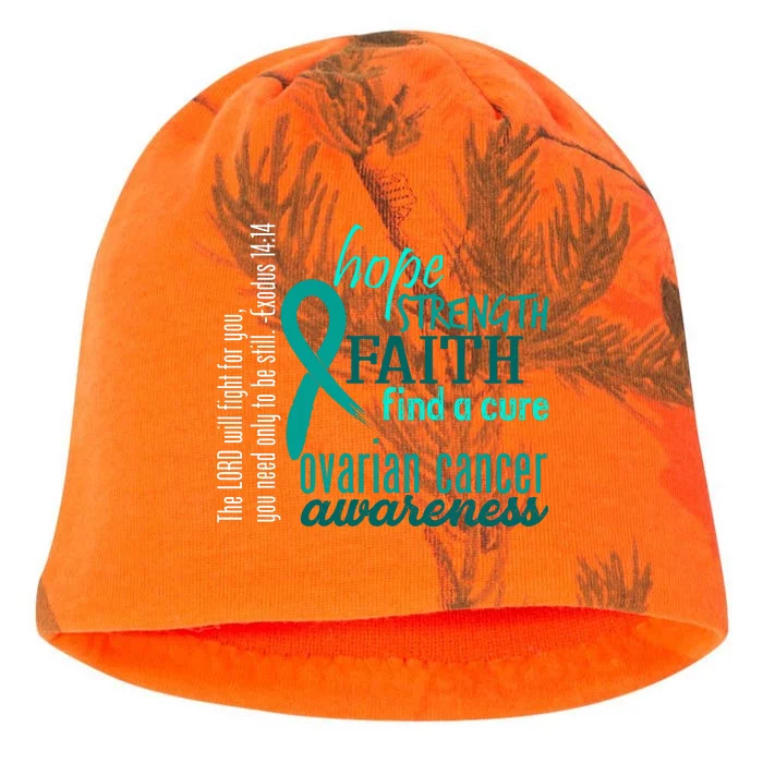 Ovarian Cancer Awareness Hope Faith Love Kati - Camo Knit Beanie