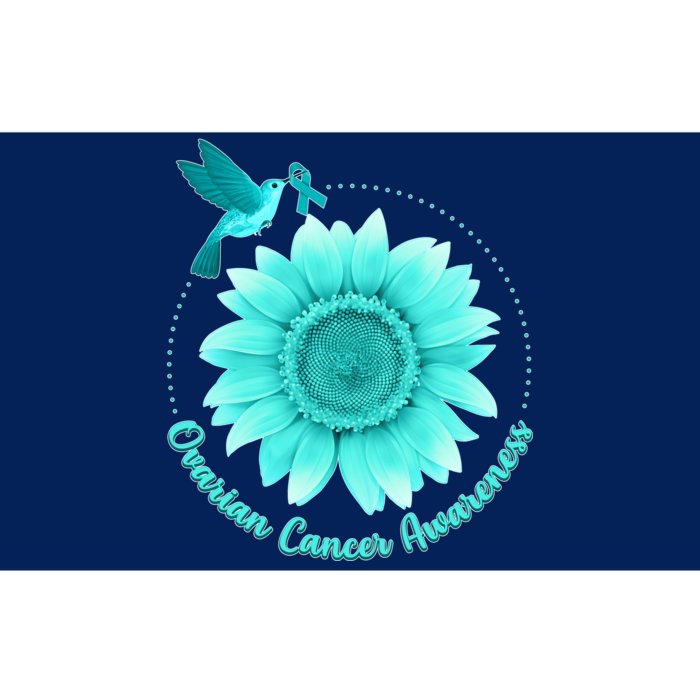 Ovarian Cancer Awareness Teal Hummingbird Sunflower Bumper Sticker