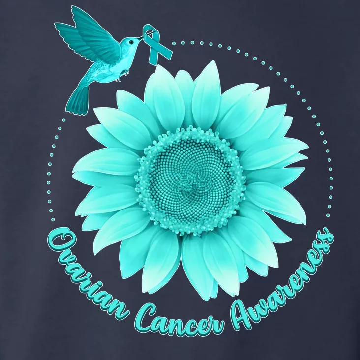 Ovarian Cancer Awareness Teal Hummingbird Sunflower Toddler Hoodie