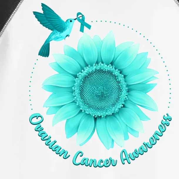 Ovarian Cancer Awareness Teal Hummingbird Sunflower Toddler Fine Jersey T-Shirt