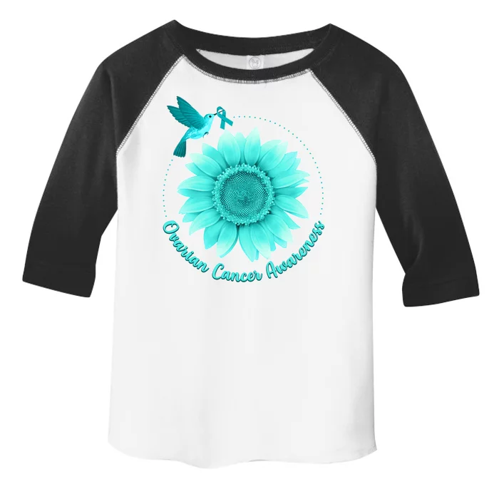 Ovarian Cancer Awareness Teal Hummingbird Sunflower Toddler Fine Jersey T-Shirt