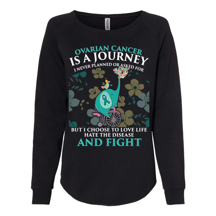 Ovarian Cancer Is A Journey Elephant Womens California Wash Sweatshirt