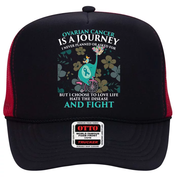 Ovarian Cancer Is A Journey Elephant High Crown Mesh Trucker Hat