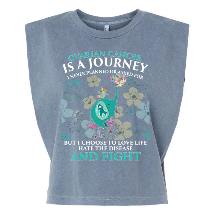 Ovarian Cancer Is A Journey Elephant Garment-Dyed Women's Muscle Tee