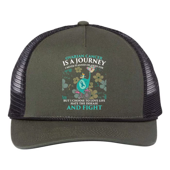 Ovarian Cancer Is A Journey Elephant Retro Rope Trucker Hat Cap