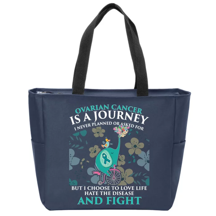 Ovarian Cancer Is A Journey Elephant Zip Tote Bag