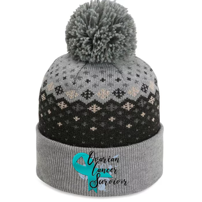 Ovarian Cancer Survivor Awareness Ribbon The Baniff Cuffed Pom Beanie