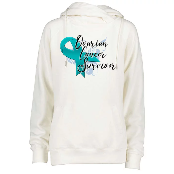 Ovarian Cancer Survivor Awareness Ribbon Womens Funnel Neck Pullover Hood