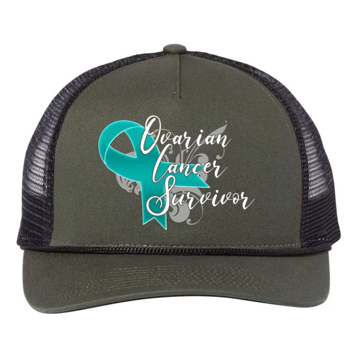 Ovarian Cancer Survivor Awareness Ribbon Retro Rope Trucker Hat Cap