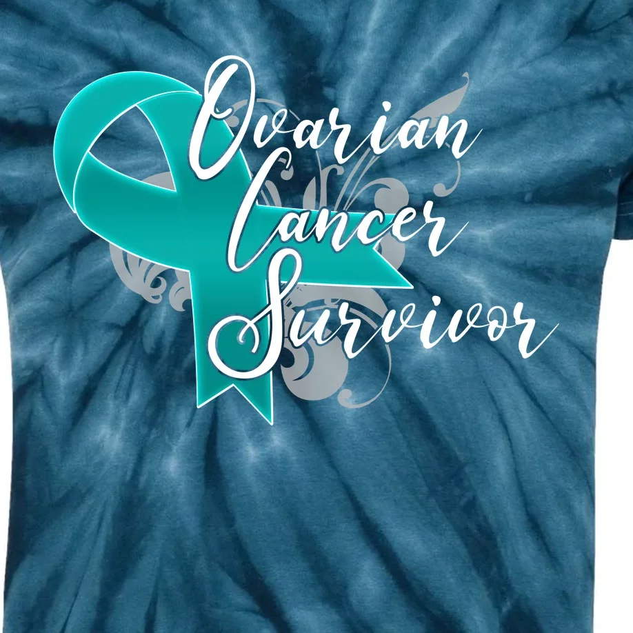 Ovarian Cancer Survivor Awareness Ribbon Kids Tie-Dye T-Shirt