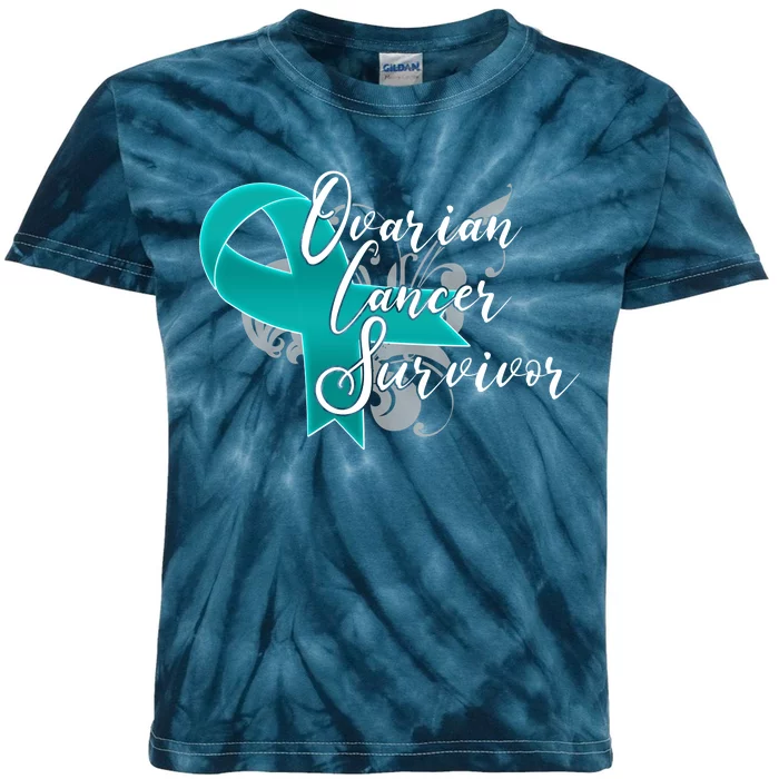 Ovarian Cancer Survivor Awareness Ribbon Kids Tie-Dye T-Shirt