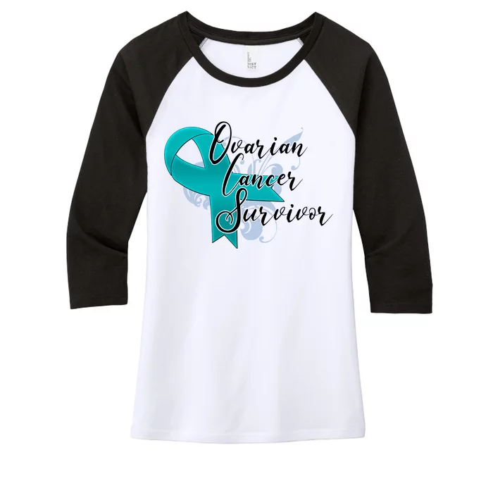 Ovarian Cancer Survivor Awareness Ribbon Women's Tri-Blend 3/4-Sleeve Raglan Shirt