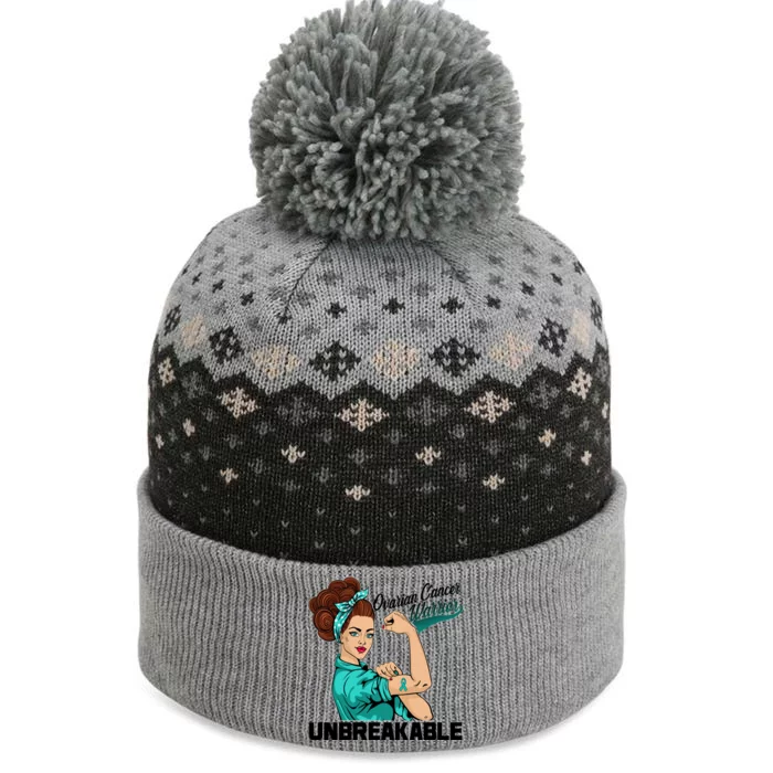 Ovarian Cancer Warrior Unbreakable The Baniff Cuffed Pom Beanie