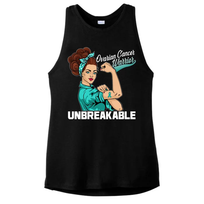 Ovarian Cancer Warrior Unbreakable Ladies Tri-Blend Wicking Tank