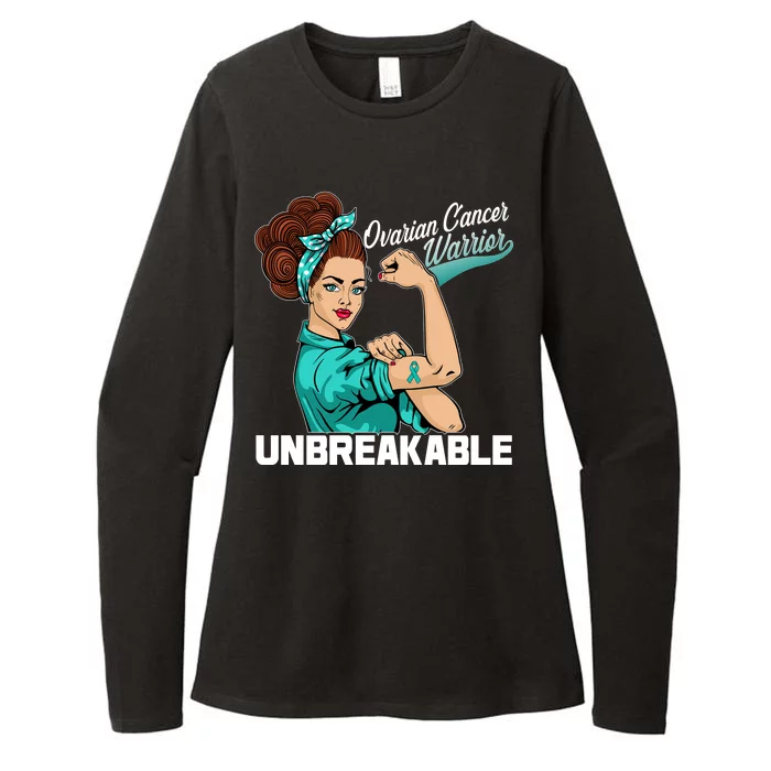 Ovarian Cancer Warrior Unbreakable Womens CVC Long Sleeve Shirt