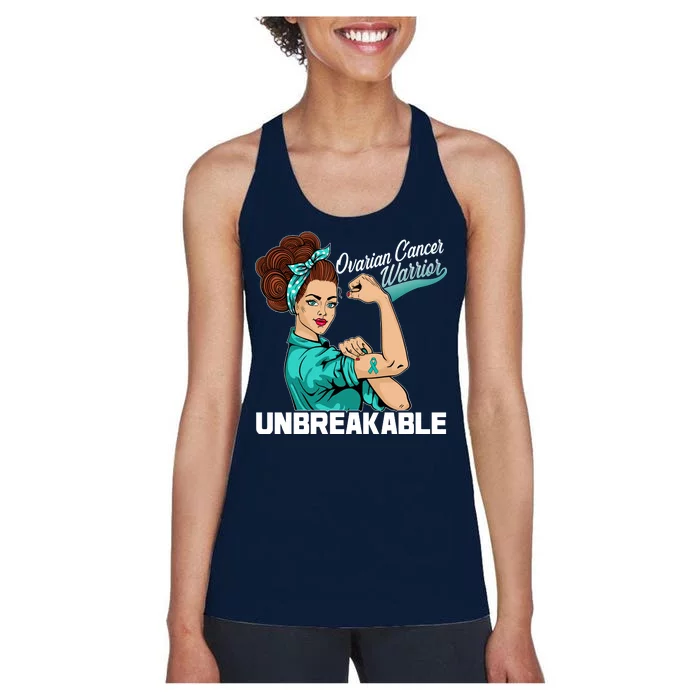 Ovarian Cancer Warrior Unbreakable Women's Racerback Tank