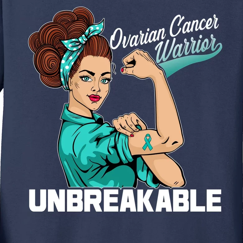 Ovarian Cancer Warrior Unbreakable Kids Long Sleeve Shirt