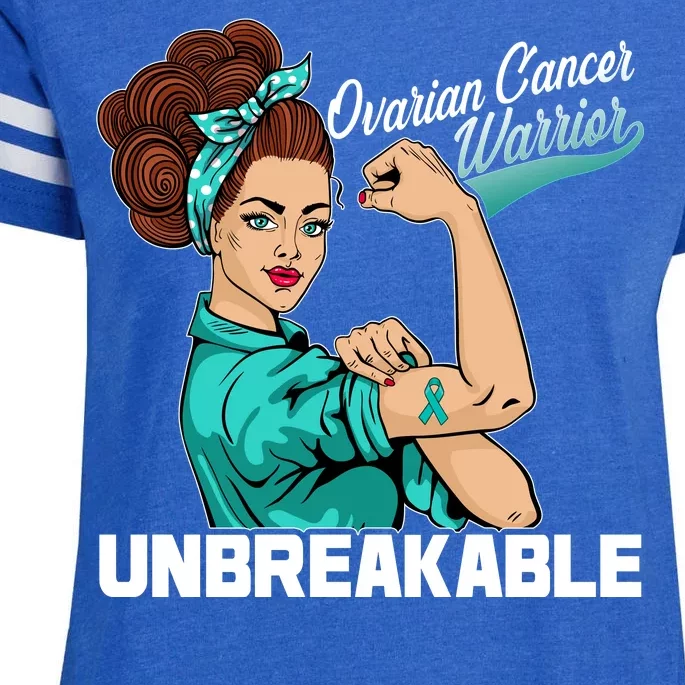 Ovarian Cancer Warrior Unbreakable Enza Ladies Jersey Football T-Shirt