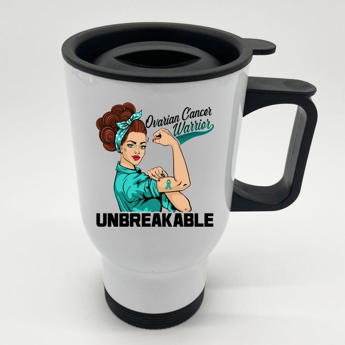 Ovarian Cancer Warrior Unbreakable Front & Back Stainless Steel Travel Mug